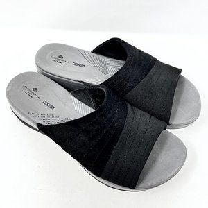 Cloud Steppers By Clarks Womens Black Peyton Sandals 1" Platform Size 9.5 M - EC